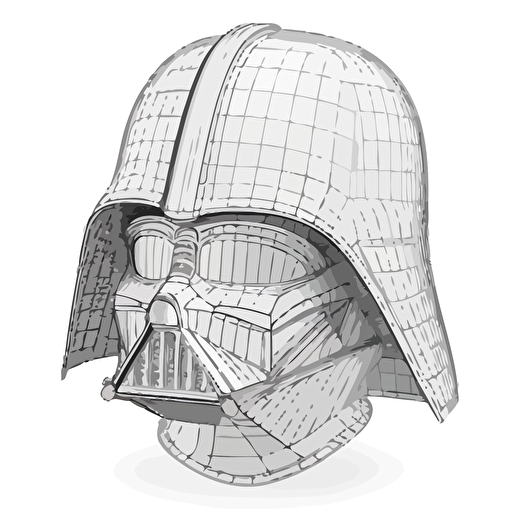 outline vector of darth vader helmet, 45 degree angle
