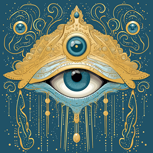 eye of horus, in the style of rococo whimsy, light blue and light gold, pop inspo, water drops, blink-and-you-miss-it detail, florence harrison, sparklecore, vector