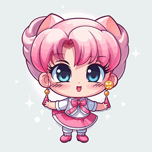 vector style, chibi moon cartoon
