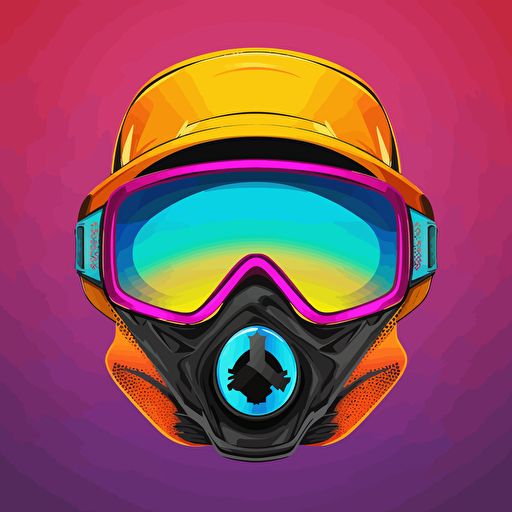 snowboard mask, oakley, sticker, bright colors, vector