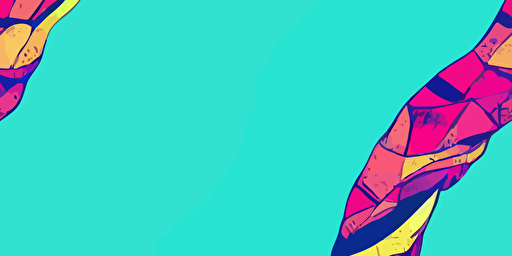 a cartoon vector style illustration of the loch ness monster, bright neon 80s inspired colours, paper texture with grain