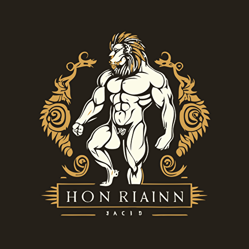 minimalistic vector logo of royal man lion working out