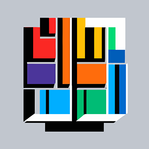 a logo for a library, simple, vector, symbol, De Stijl