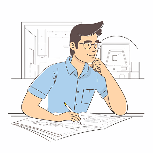 flat vector drawing of an architect