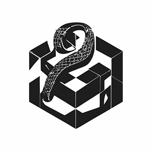 simple geometric mascot iconic logo of snake black vector, on white background