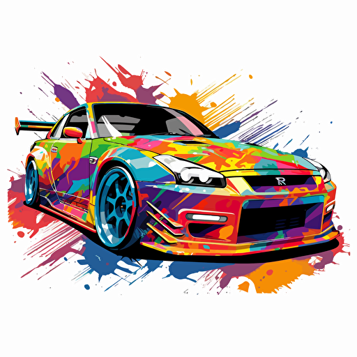 vector design for print, jdm car, colorful, high quality, nissan