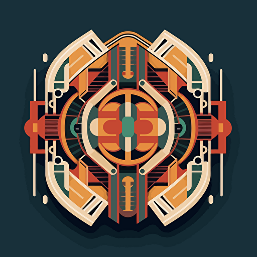 simple vector logo, mandala of 5 patterns, bauhaus style