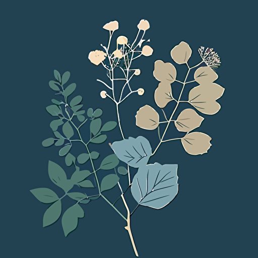 simple minimal vector chinas native flower blossom and leaves on blue background 3 colors ar