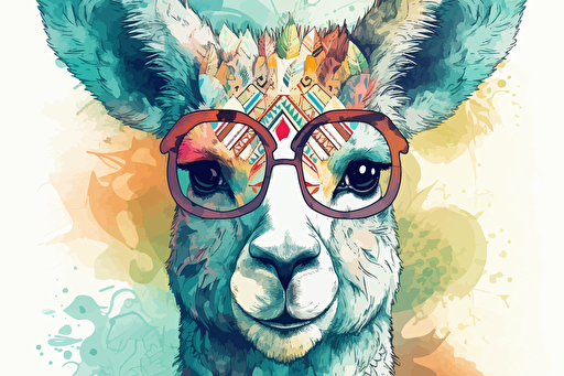 cute cartoon dachshund Llama wearing glasses::10 doodle colored pencil painting folk art::7 fantasy::2 sparklecore::3 vibrant vector illustration clip art white background::5