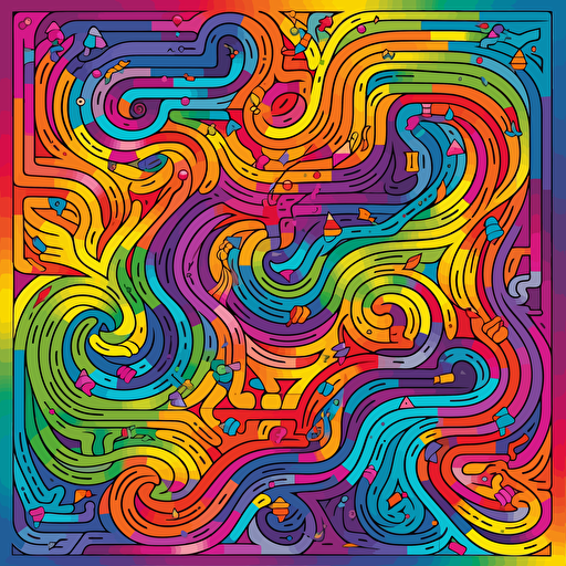 a crazy rainbow maze, vector illustration