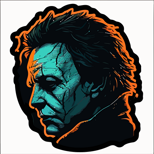 michael myers sticker, vector, vivid color