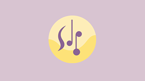 a minimal vector logo of a pastel purple and yellow mushroom merged with a music note