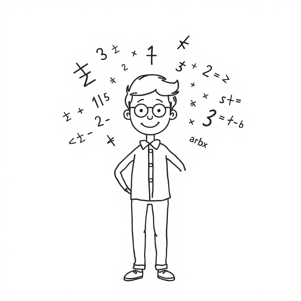 a person with math equations