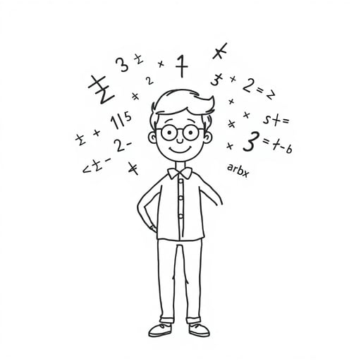 a person with math equations