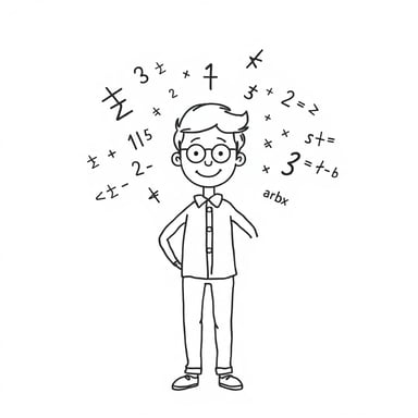 a person with math equations