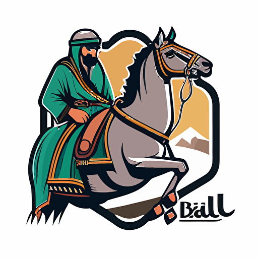 a mascot logo of a Arabic Bedouin, emblem, simple, vector