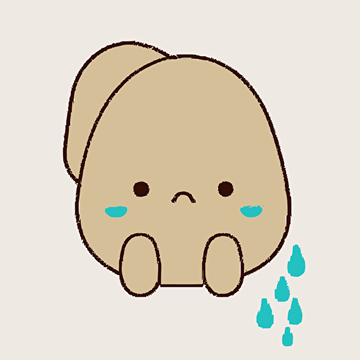 cute sad bunny kawaii style, vector, simple, high-quality clipart