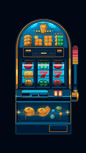 slot machine front view, vector illustration, blue