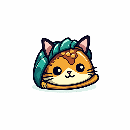 a taco cat mascot on a white backround, vector , simple