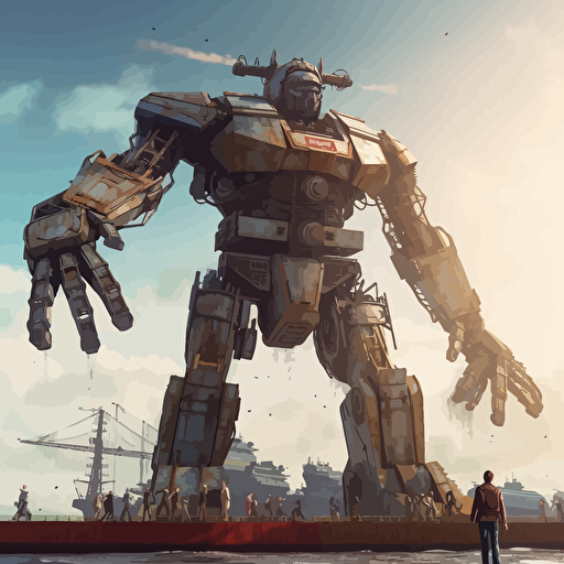 a giant robot in the famous Titanic pose