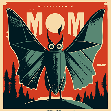 mothman criptid, mid century, 50s mid century, vector illustration