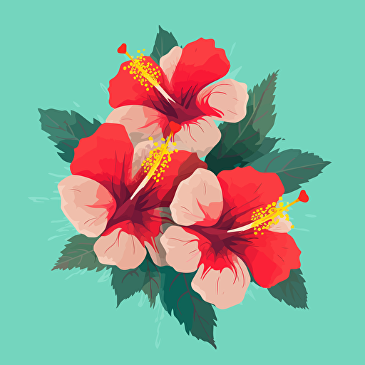 flat design, vector illustration, simple, hibiscus flowers