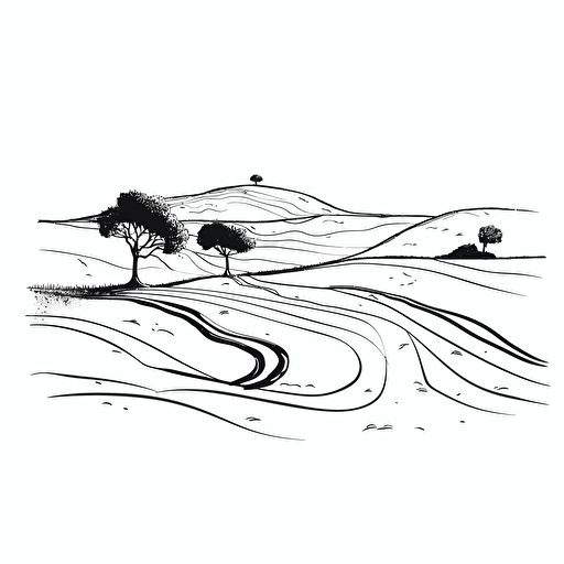 minimalist, in the style of a single line drawing vector ink drowing style with details only white background only two colors yorkshire moors