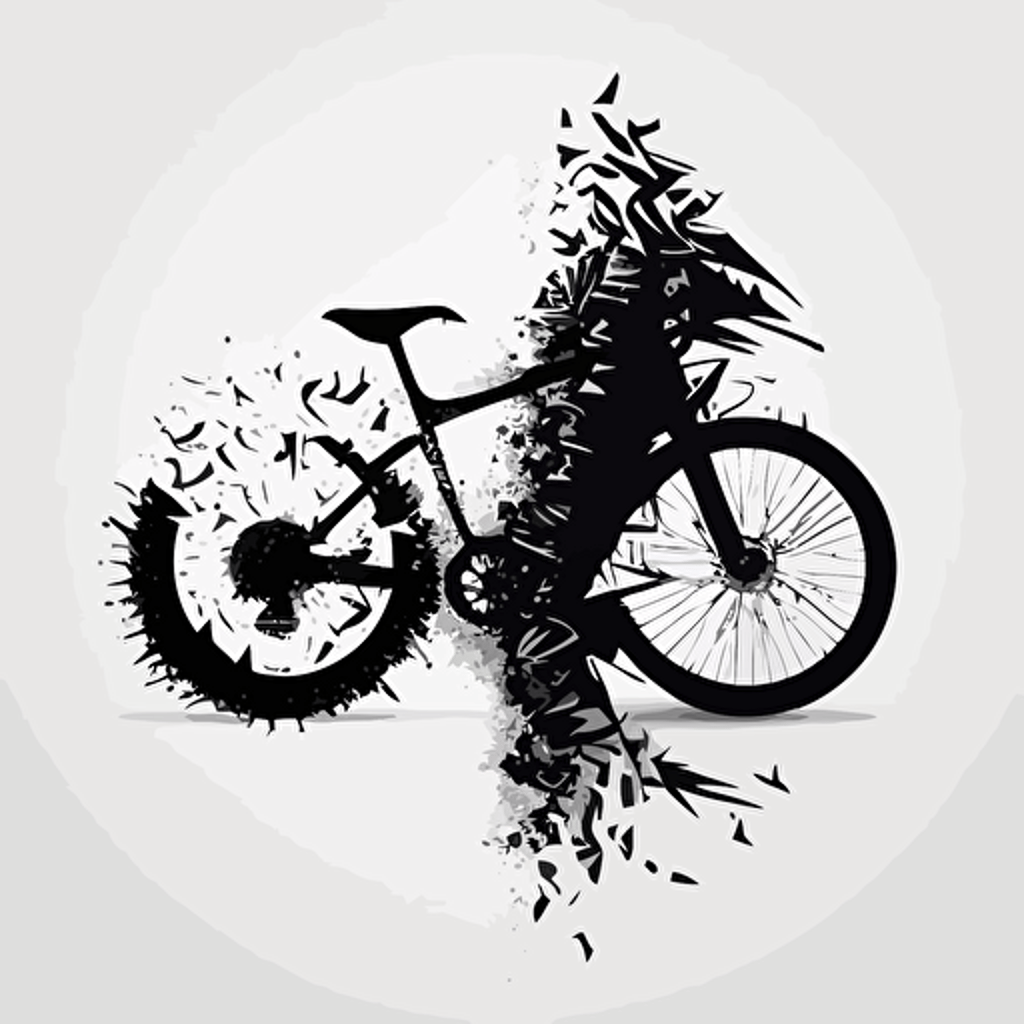 half bike half skii 2d vector black white background