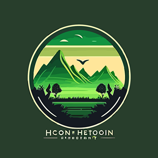 design a simple flat logo for eco friendly project named Green Horizon , minimum details, vector