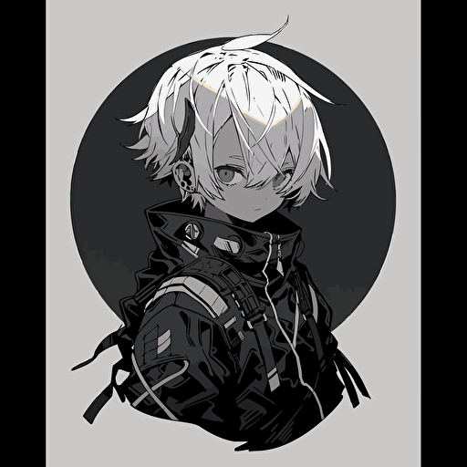 A monochromatic boy icon, using grayscale tones and a pop of color to create a visually engaging and stylish design, vector illustration,