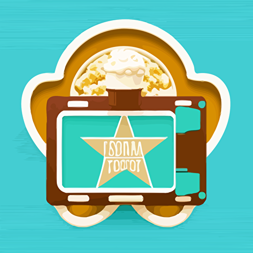 simple vector logo for a food vlogger in Texas. Incorporate the state of Texas and colors turquoise and gold