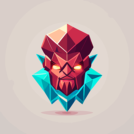 An emblem logo with a golem and a gem. flat vector minimal