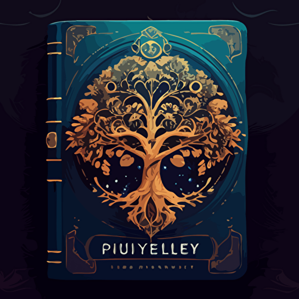 2D vector art Journal cover inspired the universe, zodiac signs, and planetary alignment, and the tree of life