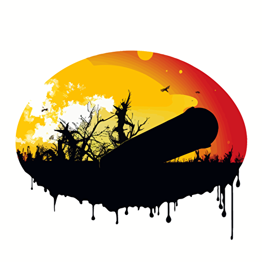 on color vector art silhouette of a smoking bullet casing lying on its side