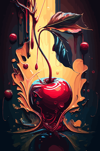 A painting of a abstract cherry, subdued colors, digital art, martin ansin, oil painting , detailed vectorart