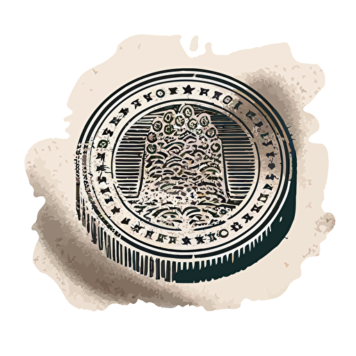 a traditional hand stamp viewed from the top in a vector art style on a white background
