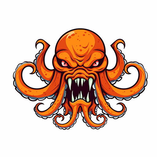 cartoon style image of an angry octopus, vector image no background