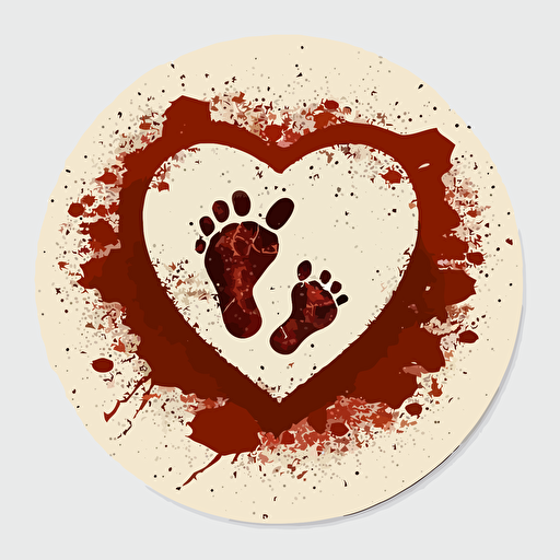 footprints of a child with a heart in the center vector round sticker prolife propaganda