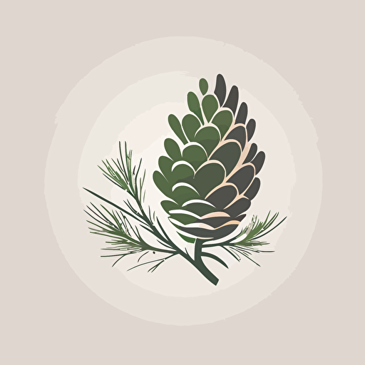 create a minimalist vector logo of a pine cone with thyme wrapped around it