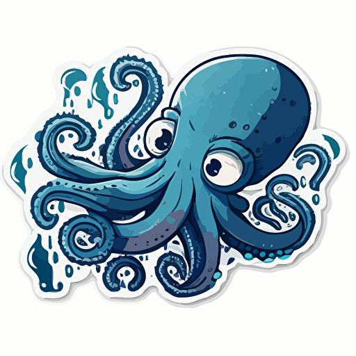 vector sticker blue octopus