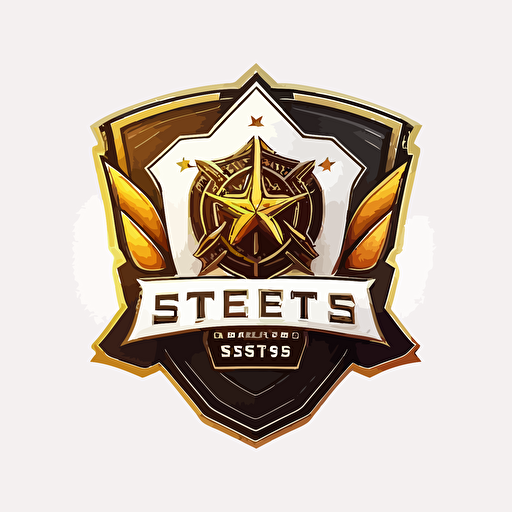 esports logo, white background, vector art, sheriff badge, simple strokes, golden ratio, patch artwork