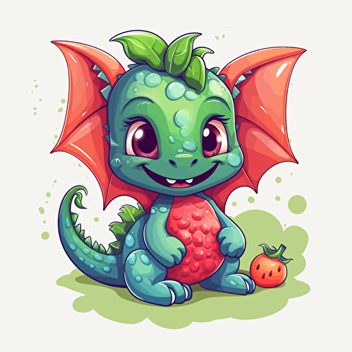 little watermelon dragon, cartoon, vector style