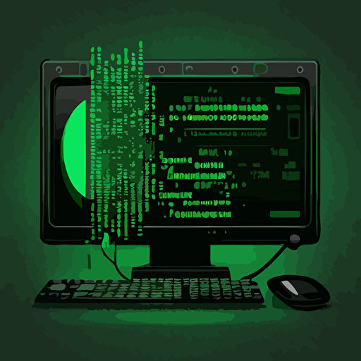 browser debugging console in matrix green and black with a vector futuristic feel