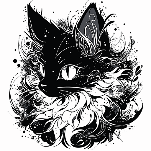 A monochromatic cat dog, using grayscale tones and a pop of color to create a visually engaging and stylish design, vector illustration,