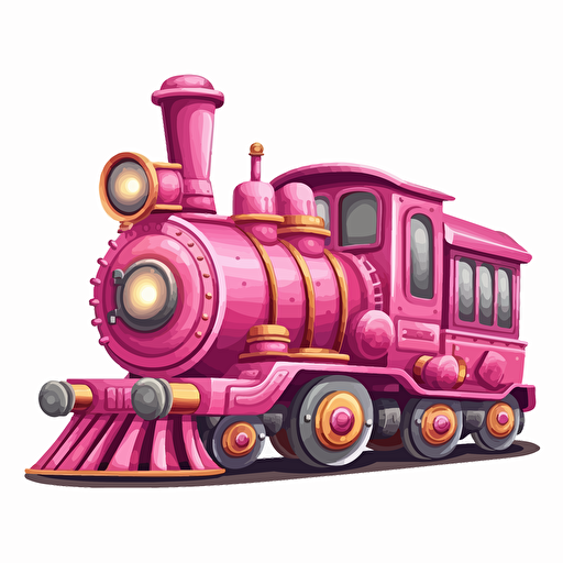 cartoon pink train, vector art, white background
