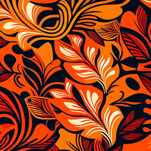 : Vector_cascading_chillisAfrican_Print_style_pattern, orange colour background