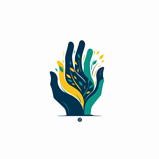 Logo, blue green yellow, medicinal plants, traditional chinese medicine, abstract hands in the form, single herbs, abstract, drop, icon, vector illustration, minimalist illustrator