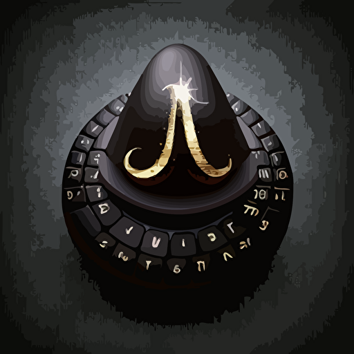 lettermark of wizard hat keyboard, vector grapgic, round