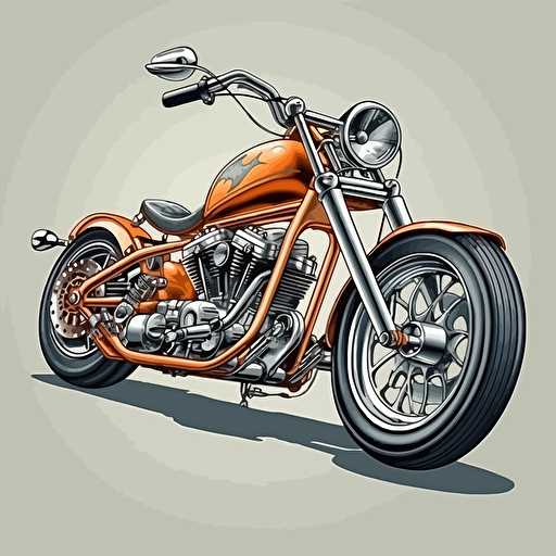 chopper motorcycle, vector art, cartoon