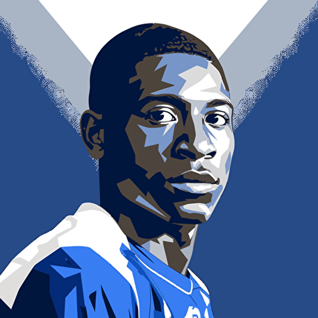 soccer player miller Bolaños of Emelec soccer team,DESIGN, POP COLORS, HALF TONE blue, gray and white vector style